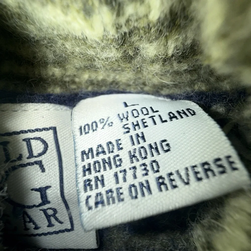 Field Gear Shetland Wool Turtleneck Sweater Mens L Vintage Nordic Striped Fits M